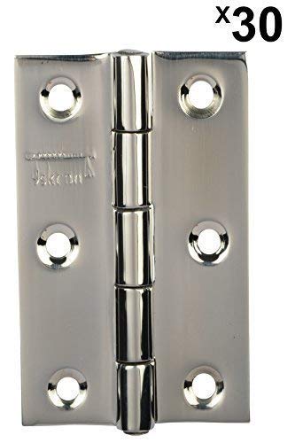 ssiskcon 3" Inch x 3/4" x 3/4" 1.2mm Thick Pack of 30 Stainless Steel Cabinet Door Narrow Hinges Classic Series Glossy Finish Normal Movement 3