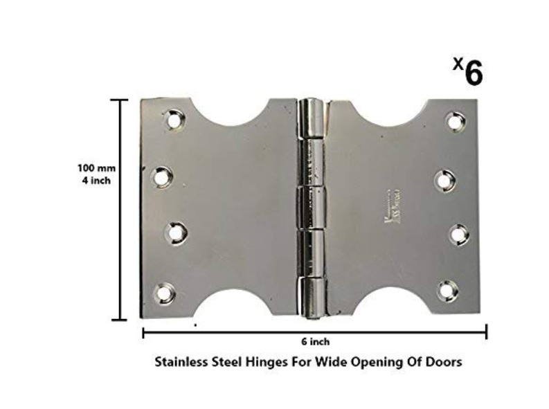 ssiskcon 4" inch 12 Gauge Pack of 6 Hinge 4" inch Obstacle Gap x 7" Inch Total Width Stainless Steel C-Type Parliament Door Hinges Glossy Finish Normal Movement Classic Series 3