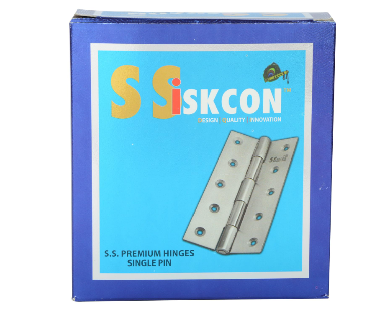 ssiskcon 4" inch 12 Gauge Pack of 6 Hinge 4" inch Obstacle Gap x 7" Inch Total Width Stainless Steel C-Type Parliament Door Hinges Glossy Finish Normal Movement Classic Series 5