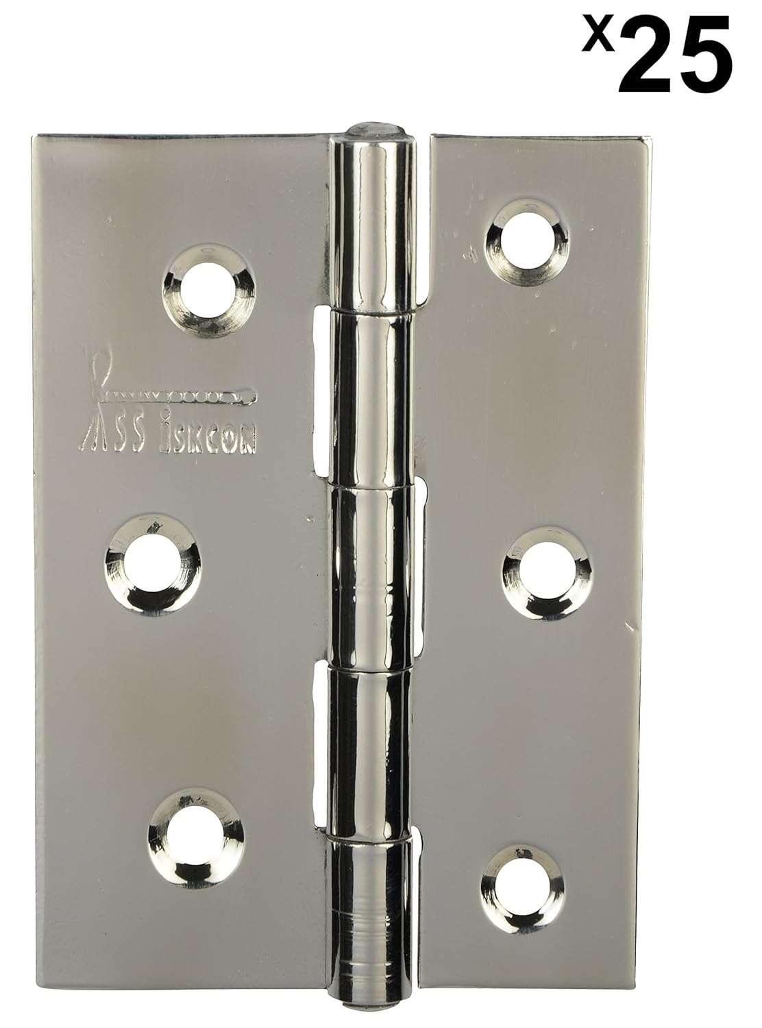 ssiskcon 3" inch x 3/4"= 19mm x 1"=25mm 1.7mm Thick Pack of 25 Stainless Steel Cabinet Cut Door Hinges Glossy Finish Classic Series Normal Movement 4