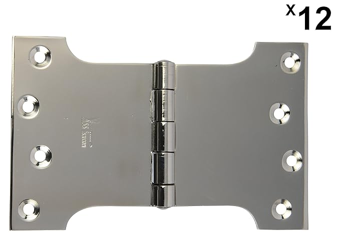 ssiskcon 4 inch x 3 inch Center x 5 inch Total Width 12 Gauge 2.5mm Thick Pack of 12 Hinge Stainless Steel Door Hinges H-Type Parliament Glossy Finish Classic Series 3