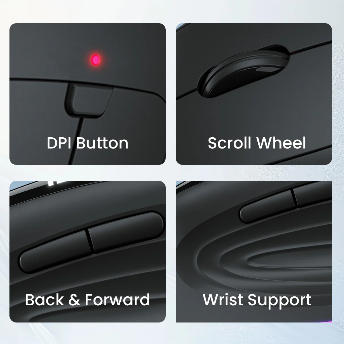 Portronics Toad Ergo 3 Ergonomic Wireless Mouse with RGB, 2400 DPI, Dual Mode BT & 2.4GHz Connectivity, Rechargeable Battery, 6 Buttons, Adjustable DPI (Black) 5