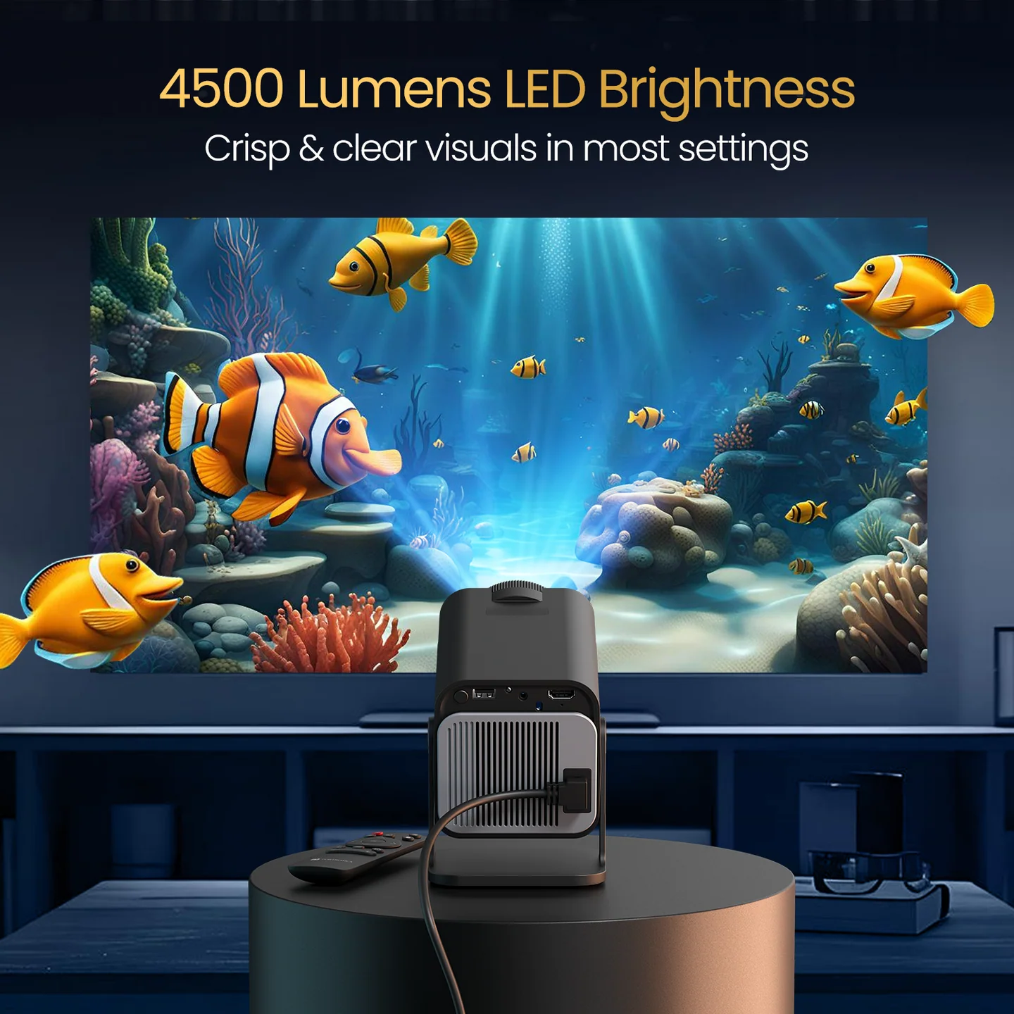 Portronics Beem 470 Smart LED Projector with 1080p Full HD Resolution, Rotatable Design, Built-in Streaming Apps (Netflix, Prime Video, Hotstar), 4500 Lumens(Black) 4
