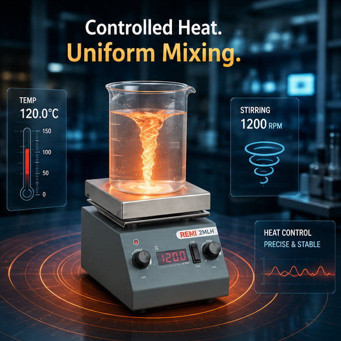 Remi Magnetic Stirrer with Hotplate, 1 MLH, Stirring Capacity: 1 L 4