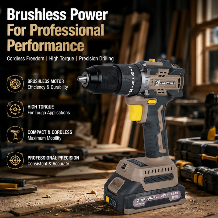 BRUSHLESS IMPACT DRILL 13 MM XPC-ID-01, Yellow 2