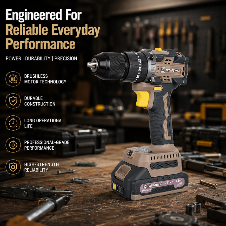 BRUSHLESS IMPACT DRILL 13 MM XPC-ID-01, Yellow 5
