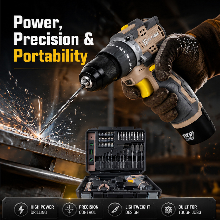 CORDLESS BRUSHLESS DRILL MACHINE WITH BITS & TOOL KIT (XPC-TK-01) 4