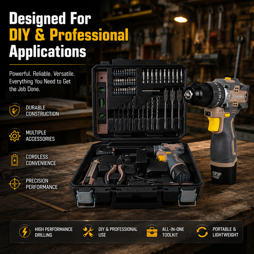 CORDLESS BRUSHLESS DRILL MACHINE WITH BITS & TOOL KIT (XPC-TK-01) 5