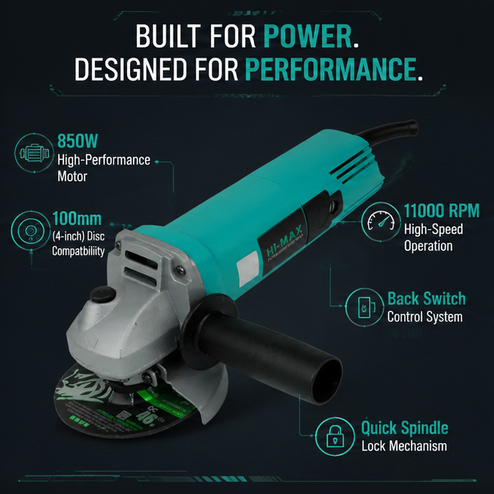 Hi MAX ANGLE GRINDER 100MM IC-023 (850 Watts/Back Switch) 3