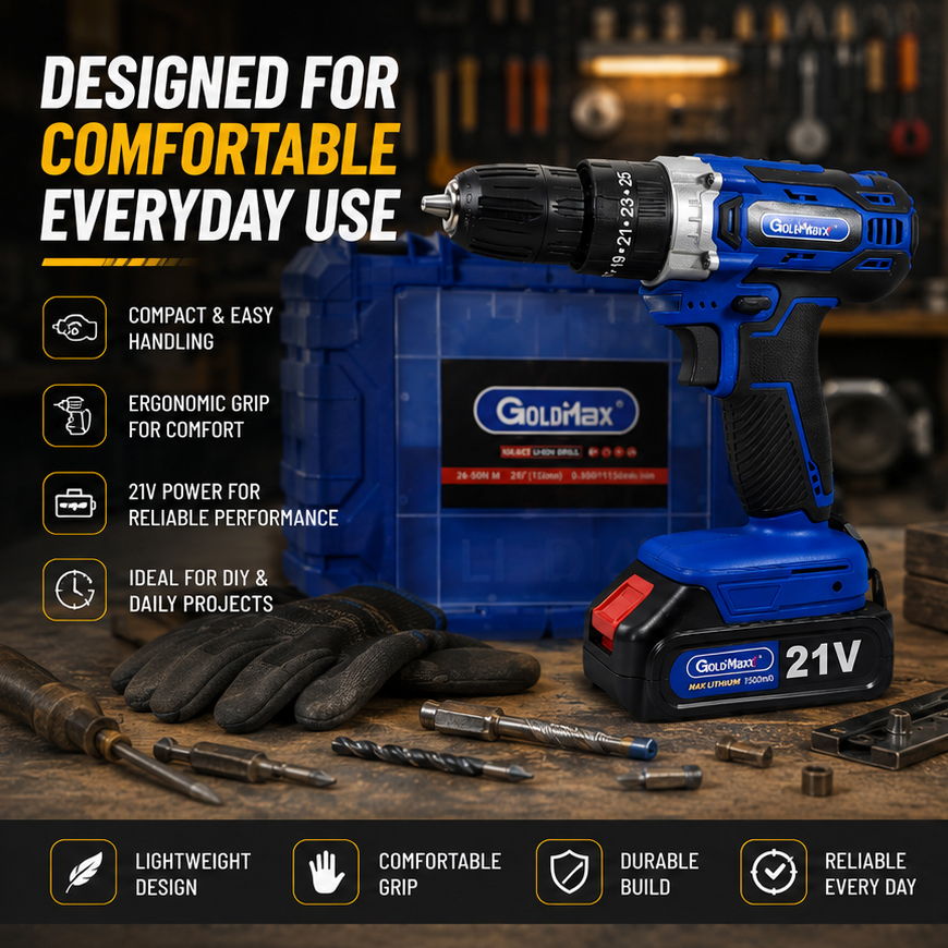 Goldmaxx Cordless Impact drill 21V | drilling machine| Screwdriver Pistol Grip Drill 21V|1400 RPM 4