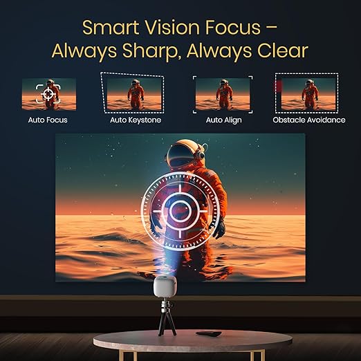 Portronics Pico 14 Rechargeable DLP Mini Projector | Android 13 | 720p Full HD | 1600 Lumens | Upto 100" Display | Auto Keystone & Focus | Wi-Fi/Bluetooth 5.4/HDMI/Type-C | 3W Speaker | White 4
