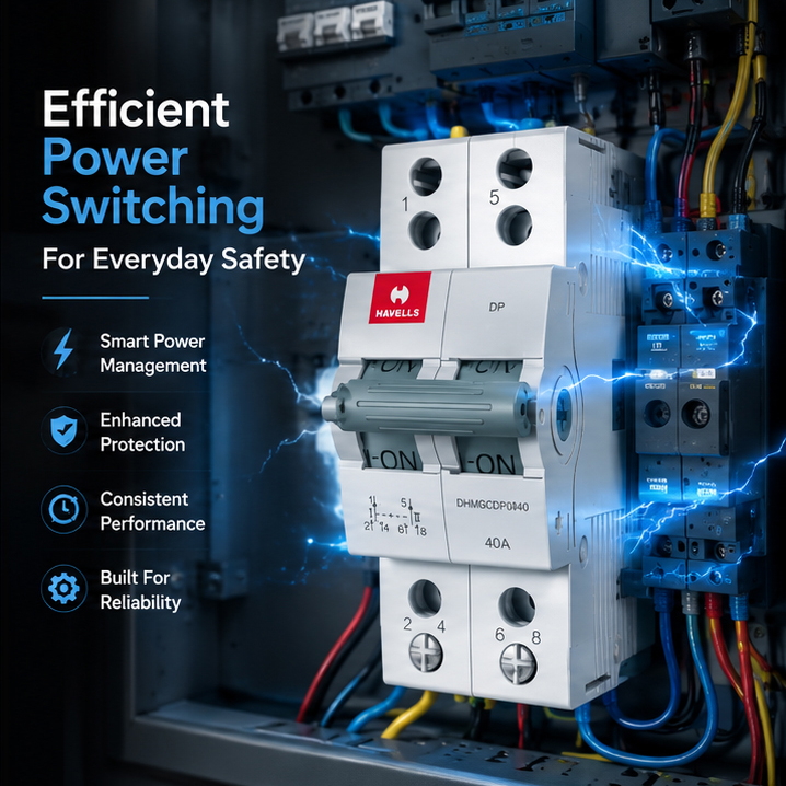 Havells 40A DP Two way Centre off changeover Switch DHMGODPX040(EURO II) 3