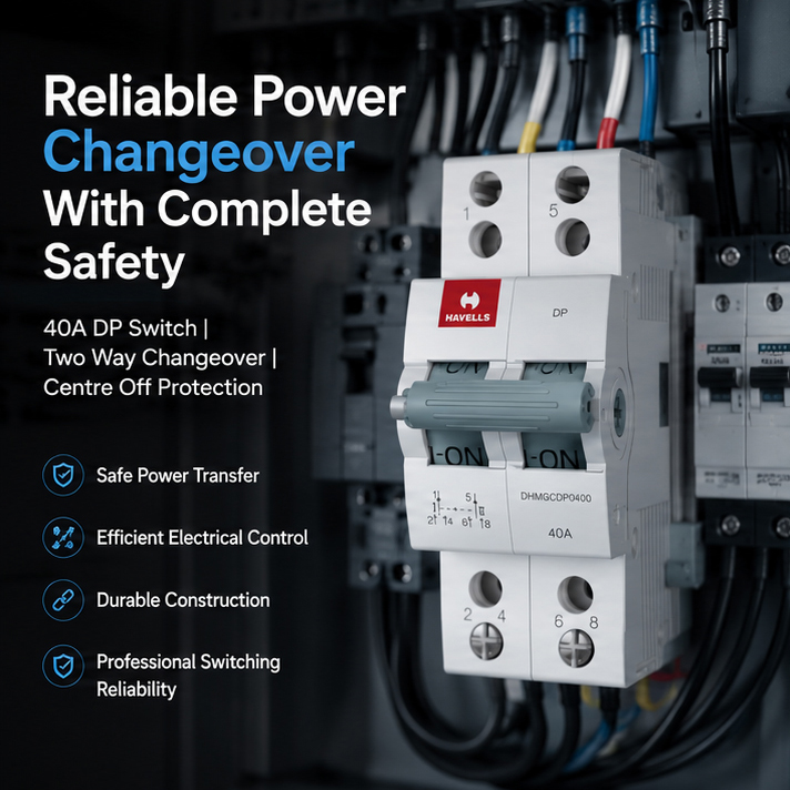 Havells 40A DP Two way Centre off changeover Switch DHMGODPX040(EURO II) 4