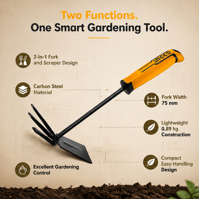 INGCO HGT979K 2 in 1 Mini Garden Rake for Gardening 3