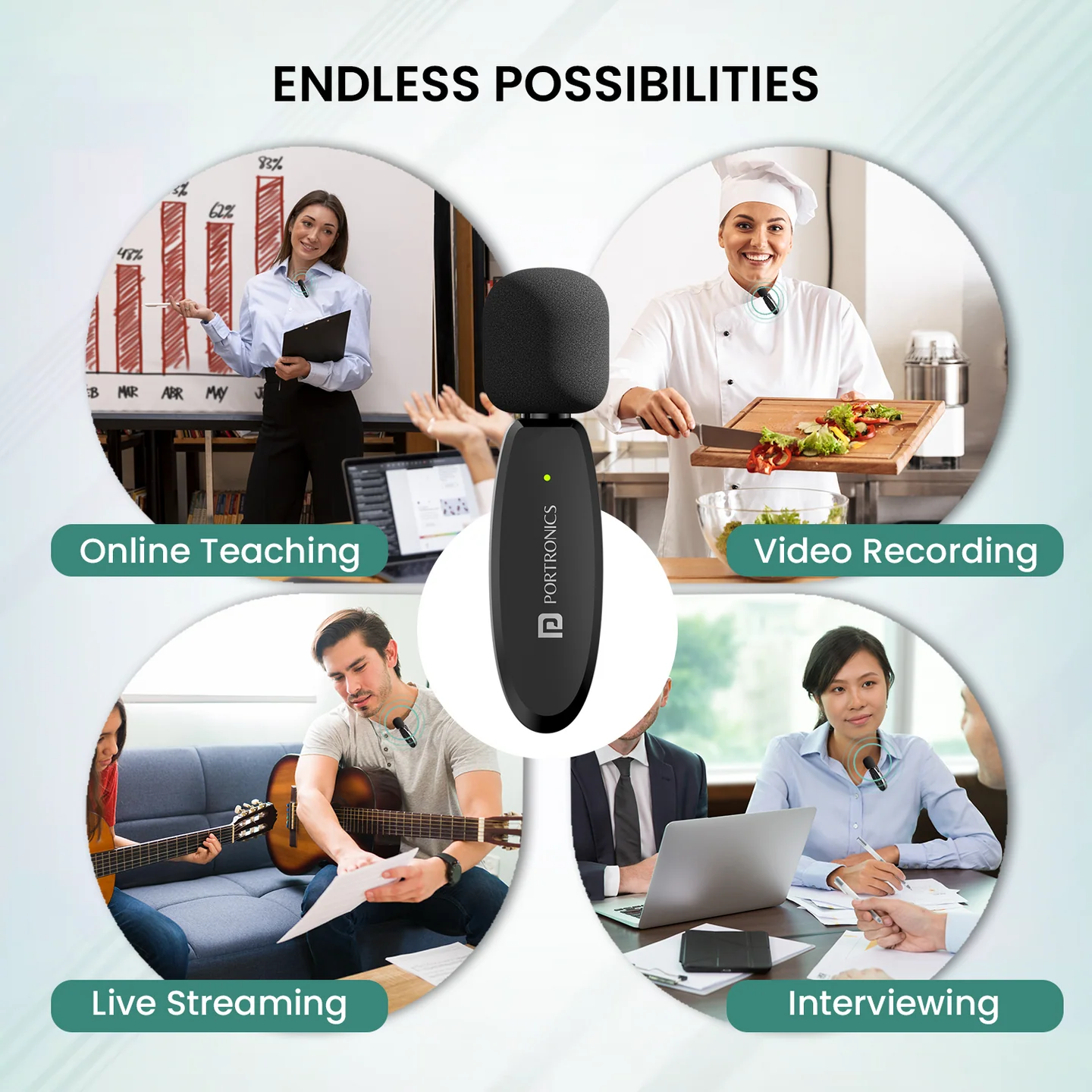 Portronics Dash 7 Ai Omnidirectional Type C Wireless Microphone, Noise Cancellation, Plug & Play,Wireless Mic for Video Recording(Black) 5