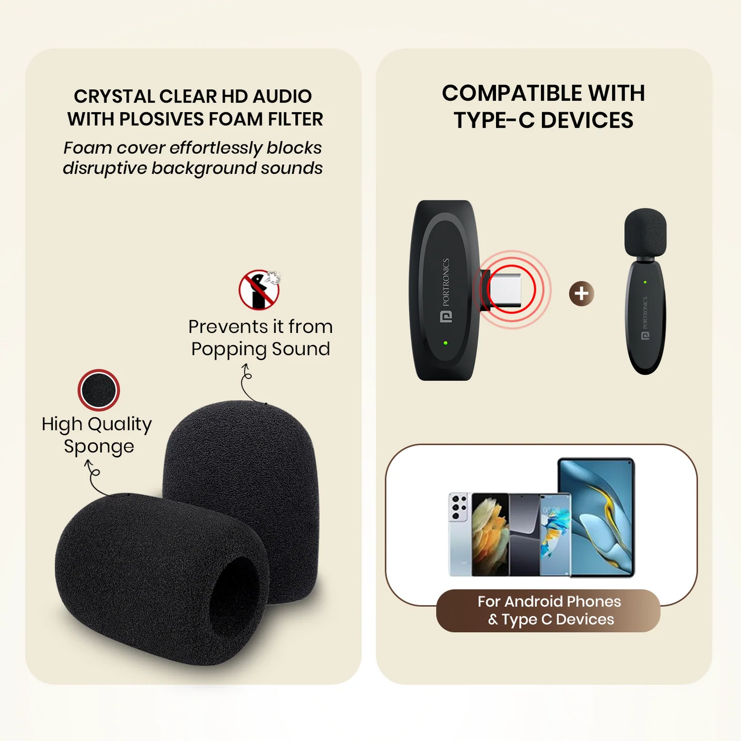 Portronics Dash 7 Ai Omnidirectional Type C Wireless Microphone, Ai Enabled Noise Cancellation, Plug & Play, Lapel Wireless Mic for Video Recording(Black) 2