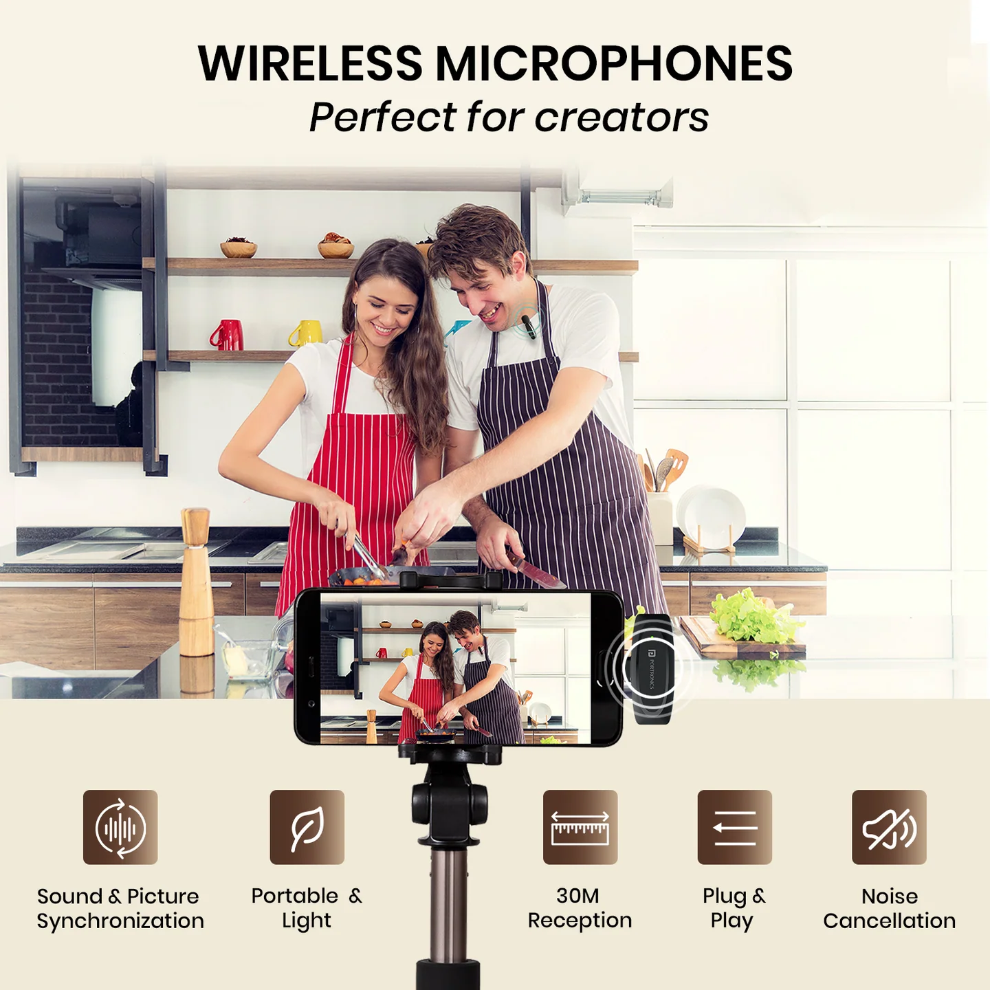 Portronics Dash 7 Ai Omnidirectional Type C Wireless Microphone, Ai Enabled Noise Cancellation, Plug & Play, Lapel Wireless Mic for Video Recording(Black) 4