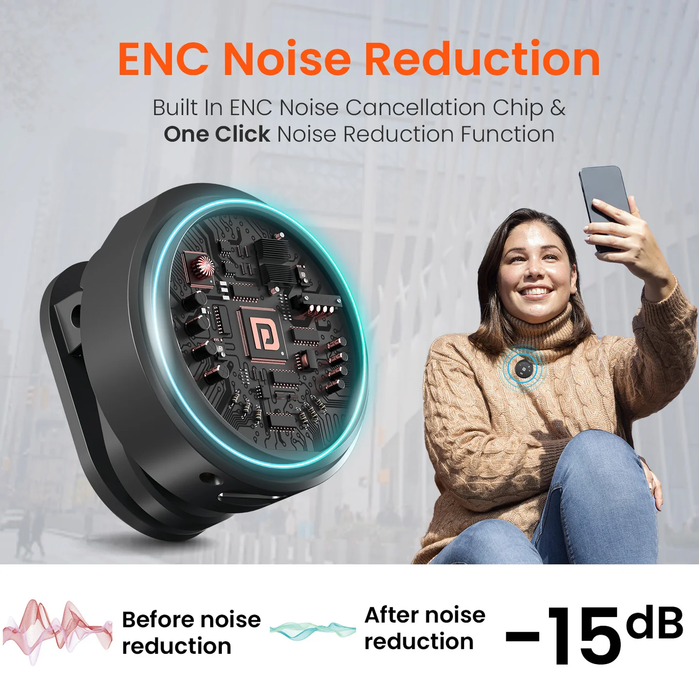 Portronics Vlogmate 3 with Noise Cancellation & Charging Case, Type C, Wireless Microphone for iPhone, Android, Vlog, Streaming 3