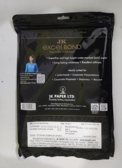JK Excel Bond Premium Paper, 100 GSM, A4 Size, White, 100 Sheets per Pack(JK Excel Bond Premium Paper, 100 GSM, A4 Size, White, 100 Sheets Pack) 3