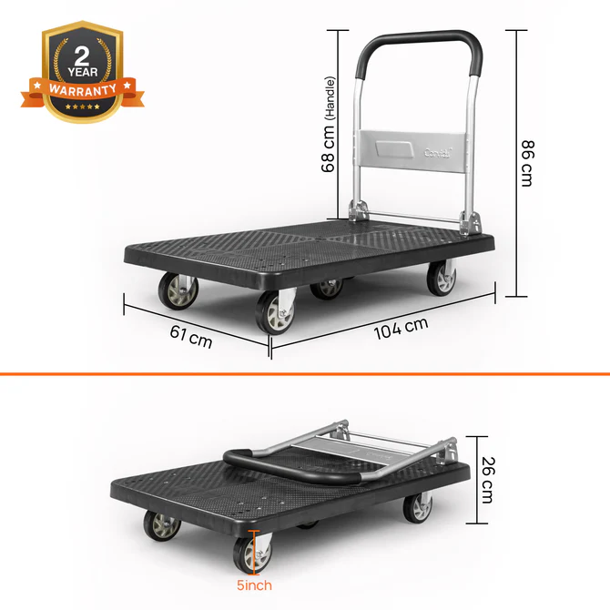 CorvidsCorvids 500 Kg Portable Plastic Folding Hand Platform Trolley | 2-Year Warranty | Industrial Dolly Cart with 360° Rota 500 Kg Portable Plastic Folding Hand Platform Trolley with 2-Year Warranty 2