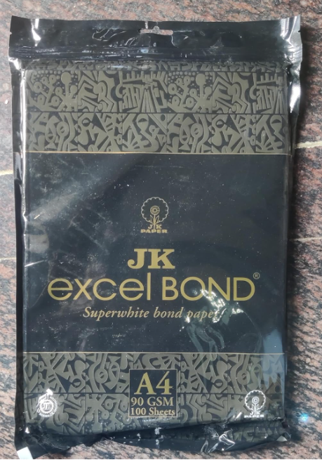 JK Excel Bond A4 Size 90 GSM 100 Sheets per Pack Print Copy Paper (Pack Of 2) 2