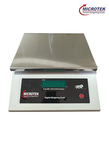 MICROTEK Smart 30kg x 2g Stainless Steel Digital Weighing Scale with Front and Back Double Display for Kirana Shop, Kitchen and Commercial Purposes (10x12 inches) 3