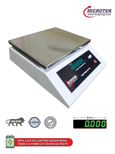 MICROTEK Smart 30kg x 2g Stainless Steel Digital Weighing Scale with Front and Back Double Display for Kirana Shop, Kitchen and Commercial Purposes (10x12 inches) 2