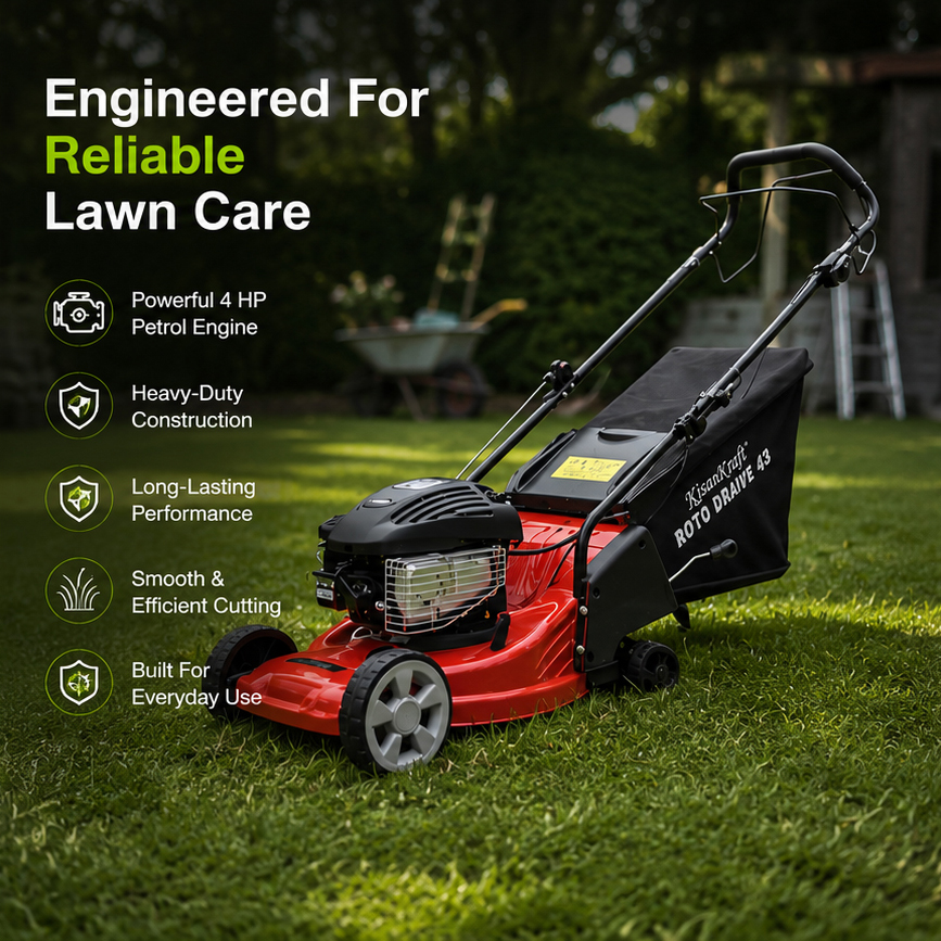 Kisankraft KK-LMP-6419 Self Propelled Petrol Lawn Mower,4HP  5