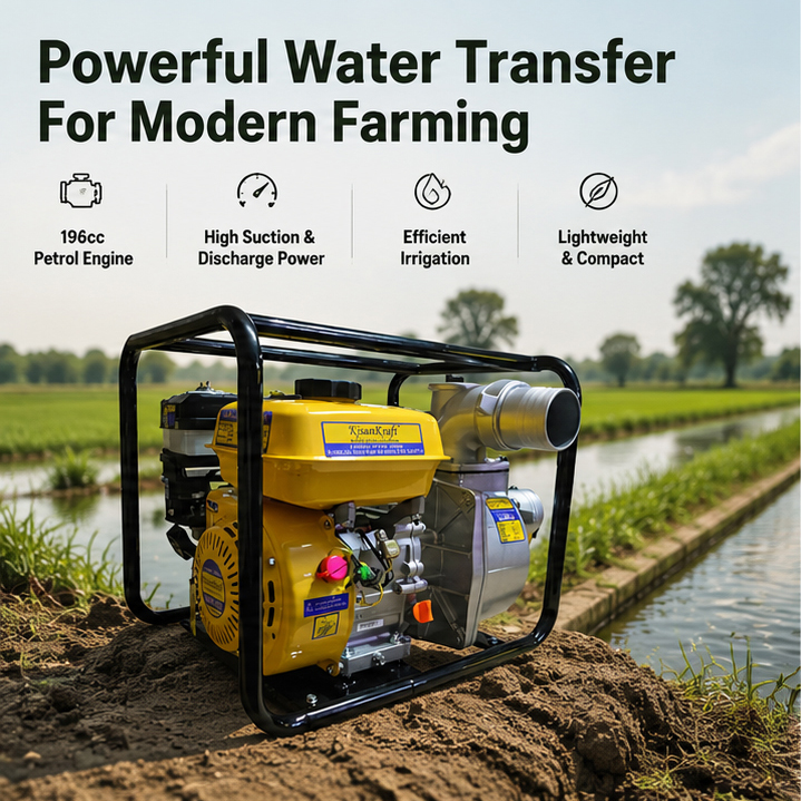Kisankraft KK-WPP-31, 4-stroke Petrol Operated 3 inch Agriculture Water Pump | Ideal for Irrigation Purposes  2