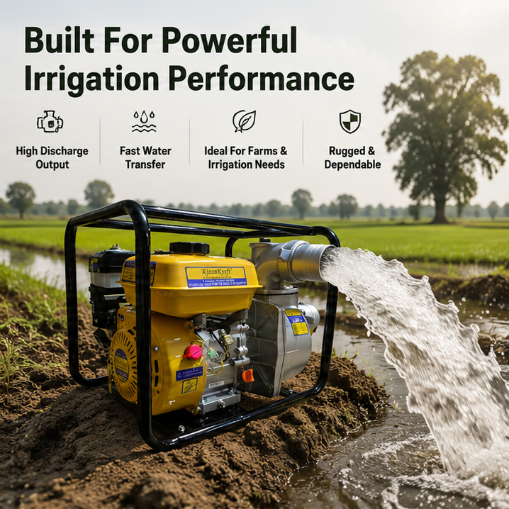 Kisankraft KK-WPP-31, 4-stroke Petrol Operated 3 inch Agriculture Water Pump | Ideal for Irrigation Purposes  4