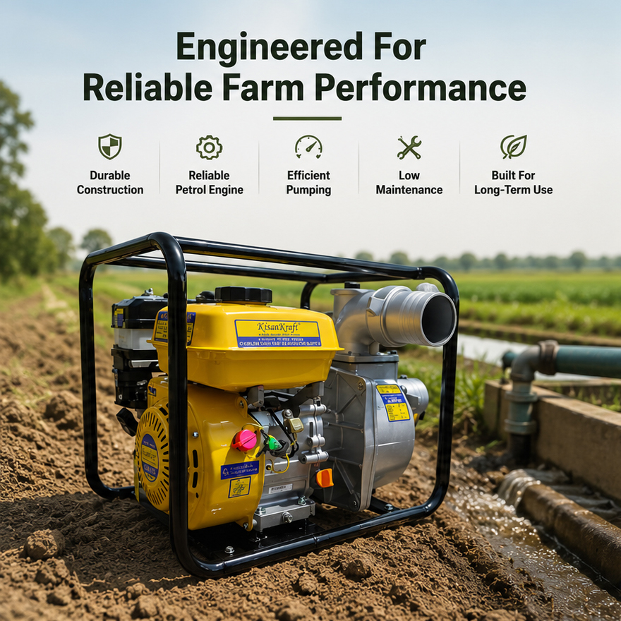 Kisankraft KK-WPP-31, 4-stroke Petrol Operated 3 inch Agriculture Water Pump | Ideal for Irrigation Purposes  5
