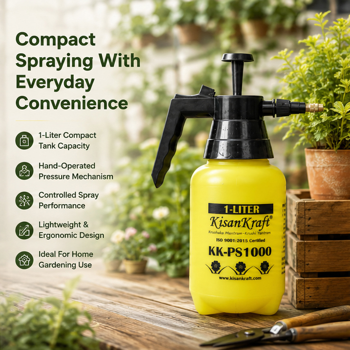 KisanKraft KK-PS1000 Hand Operated 1 Liter Sprayer | Compact and Easy to use | Ideal for Small-Scale Spraying | Hand-Operated Design for Precise Control | Perfect for Home Gardens and Small Crops 2