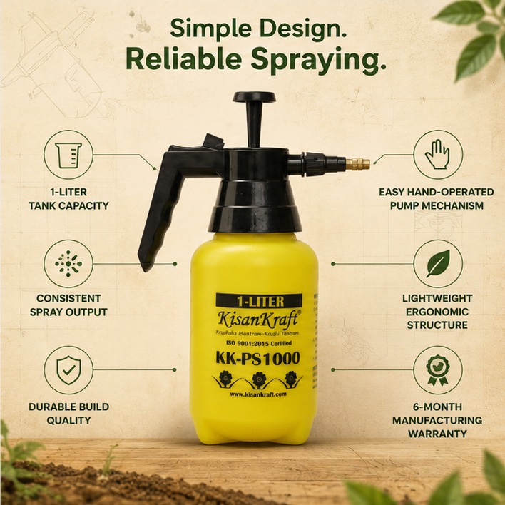 KisanKraft KK-PS1000 Hand Operated 1 Liter Sprayer | Compact and Easy to use | Ideal for Small-Scale Spraying | Hand-Operated Design for Precise Control | Perfect for Home Gardens and Small Crops 3