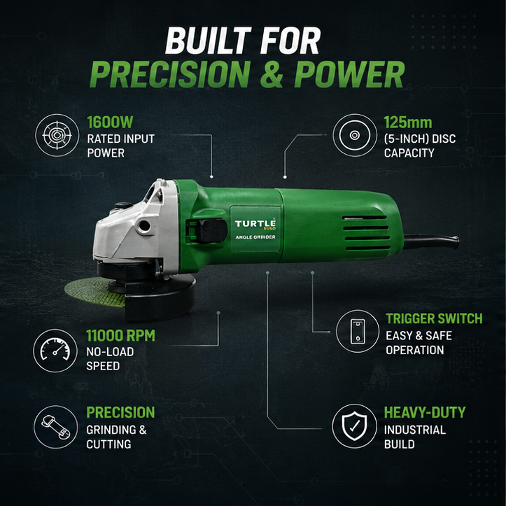 Turtle Gold Angle Grinder ST-352S – Trigger Switch (125 mm Wheel, 1600W, 11,000 rpm) 3