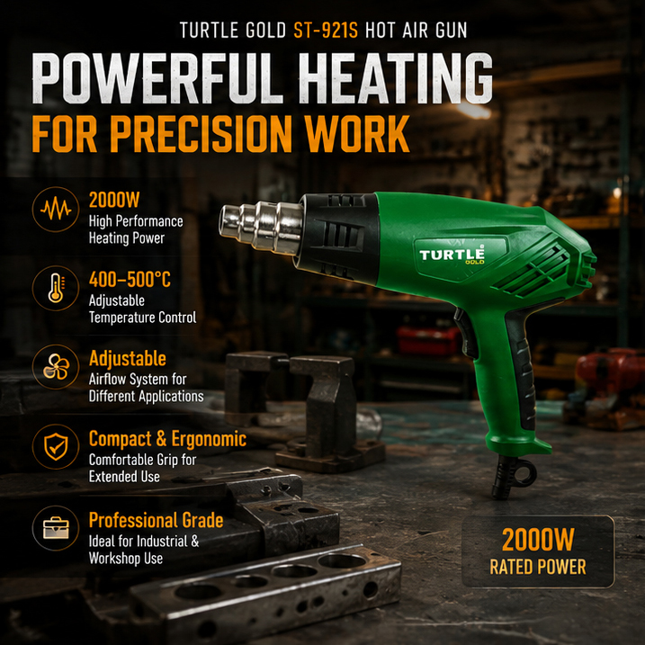 Turtle Gold Hot Air Gun ST-921S (2000W, 400–500°C, 280–480 L/min, 220V)(ST-921S) 2