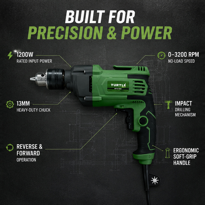 Turtle Gold ST-704-S Impact Drill (1200W, 220V, 13mm Chuck)( ST-704-S) 3