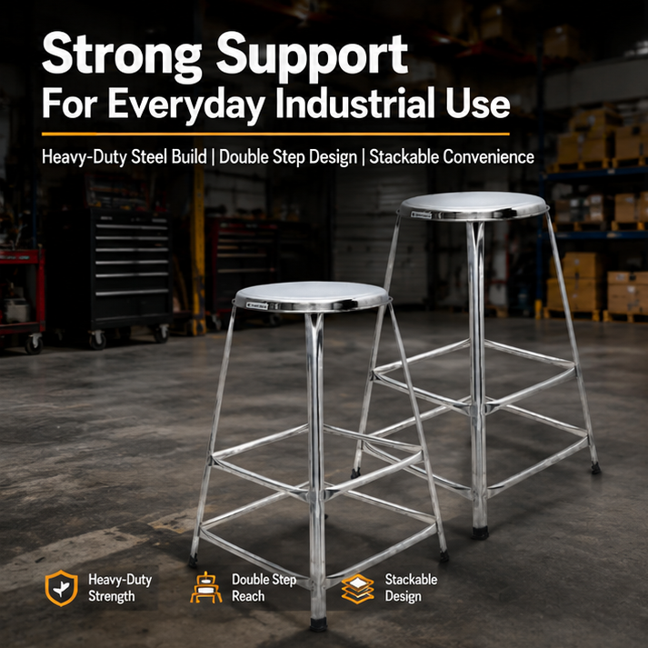 2.5 foot (29.5 inch) Stackable Double Step Steel Stool | Heavy Duty SS Stool pack of 2 2