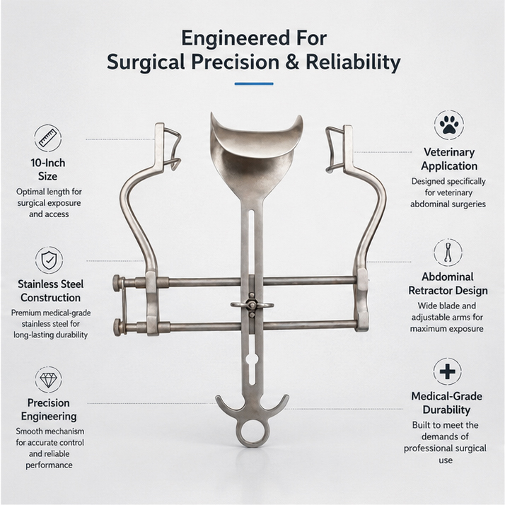 Forgesy NEO17 10 inch Surgical Balfour Abdominal Veterinary Retractor(NEO17 ) 5