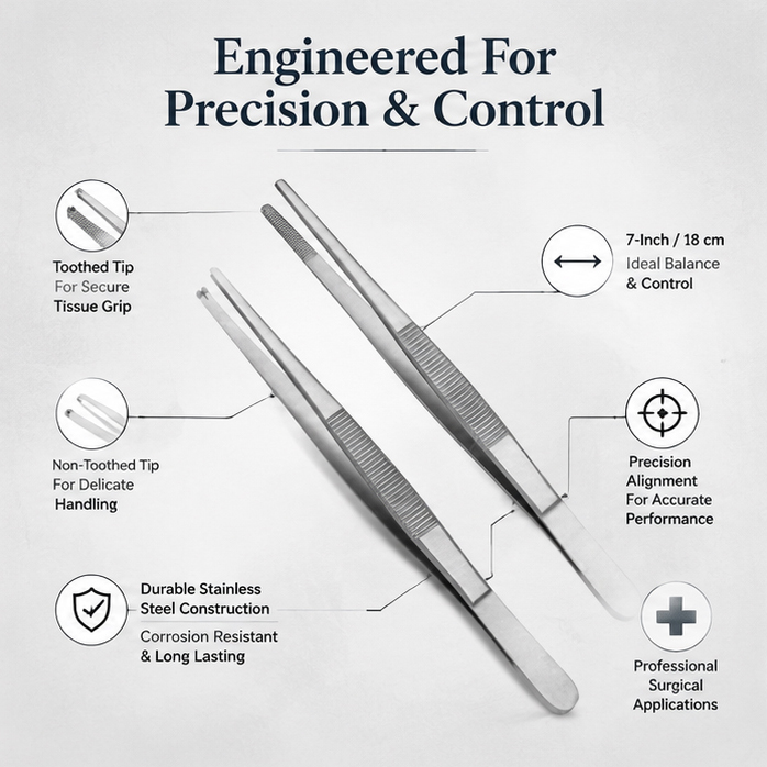 Forgesy GSS62 2 Pcs 7 inch Toothed & Non-Toothed Thumb Dissecting Forceps Set(GSS62 ) 5