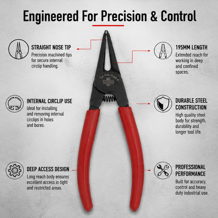 Taparia 195mm Internal Straight Nose Circlip Plier 1441-7C (Pack of 10) 3