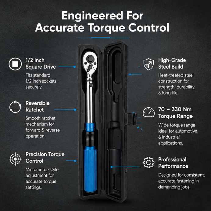 Taparia 1/2 inch 70-330Nm Professional Torque Wrench TWP 250 3