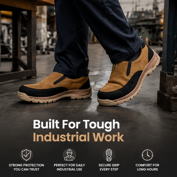 Armaduro AD1003 Low Ankle Steel Toe Suede Leather Slip On Safety Shoes (Size: 6) 4
