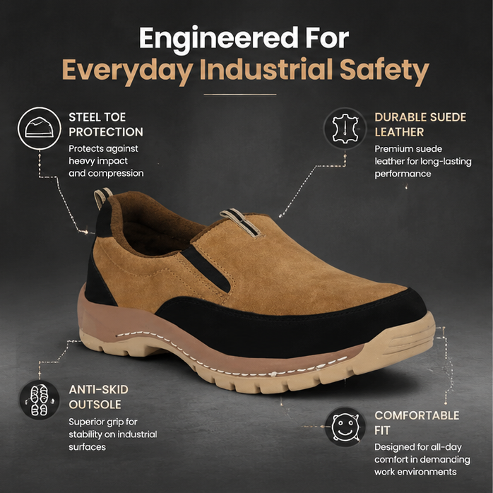 Armaduro AD1003 Low Ankle Steel Toe Suede Leather Slip On Safety Shoes (Size: 10) 3