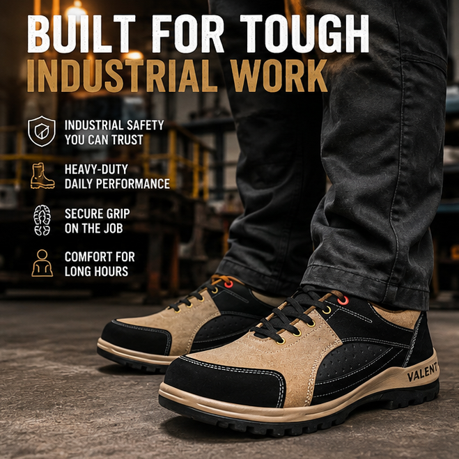 ArmaDuro AD1006 Tan Suede Leather Steel Toe Safety Shoes, Slip-Resistant Sole (Size: 6) 4