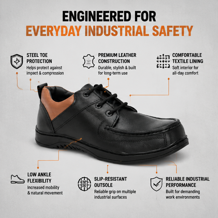 ArmaDuro AD1033 Leather Steel Toe Black Work Safety Shoes 3