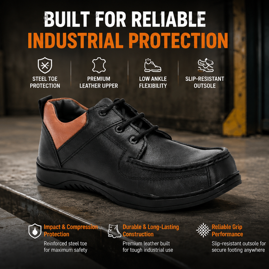 ArmaDuro AD1033 Leather Steel Toe Black Work Safety Shoes 5