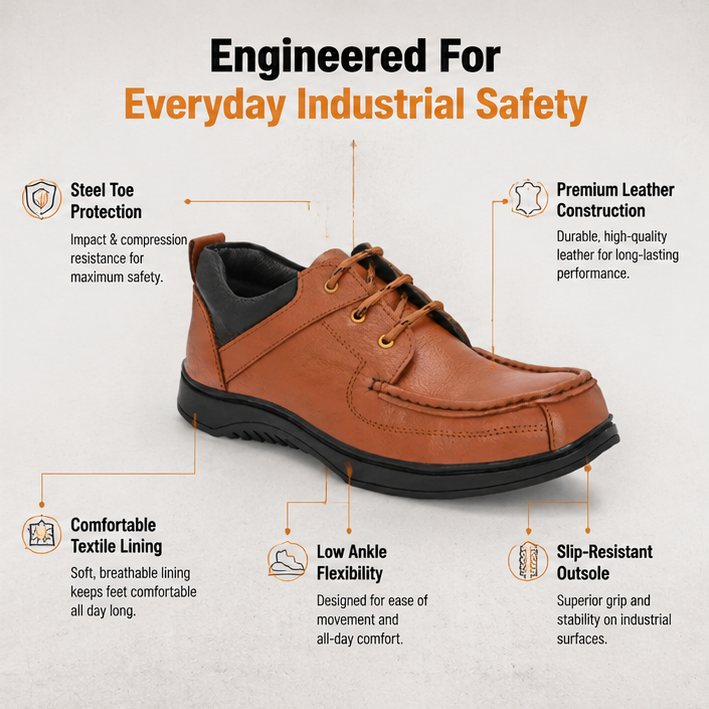 ArmaDuro AD1034 Leather Steel Toe Tan Work Safety Shoes 3