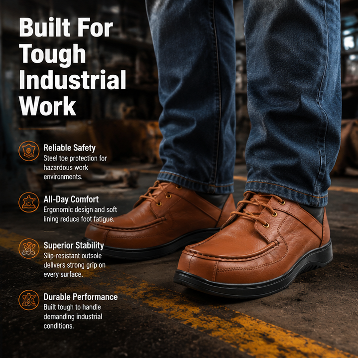 ArmaDuro AD1034 Leather Steel Toe Tan Work Safety Shoes 4