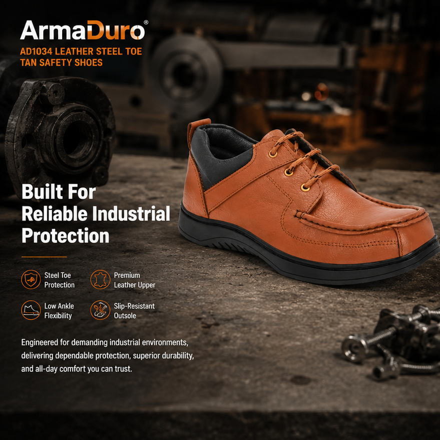 ArmaDuro AD1034 Leather Steel Toe Tan Work Safety Shoes 5