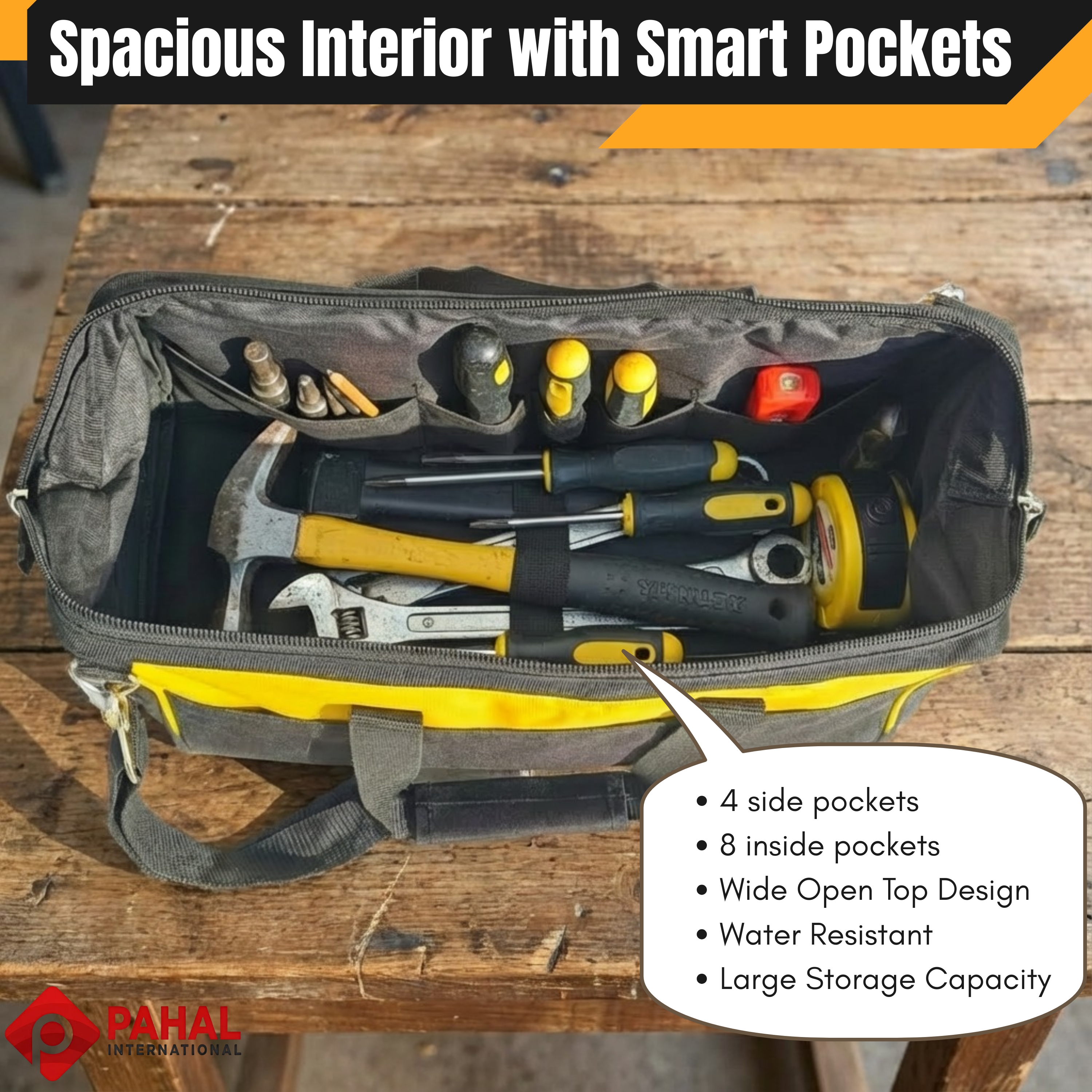 PAHAL 18 Inch Multipurpose Tool Bag with Pockets 2